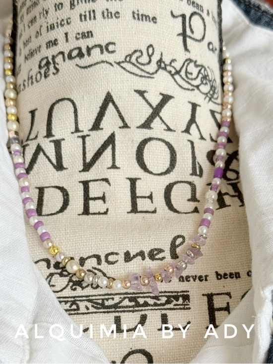 Alquimia Jewelry - Amethyst Pink and Gold Beaded Necklace